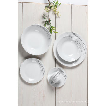 20pc Dinnerware Set Service for 4 Porcelain Round Decal Dishes